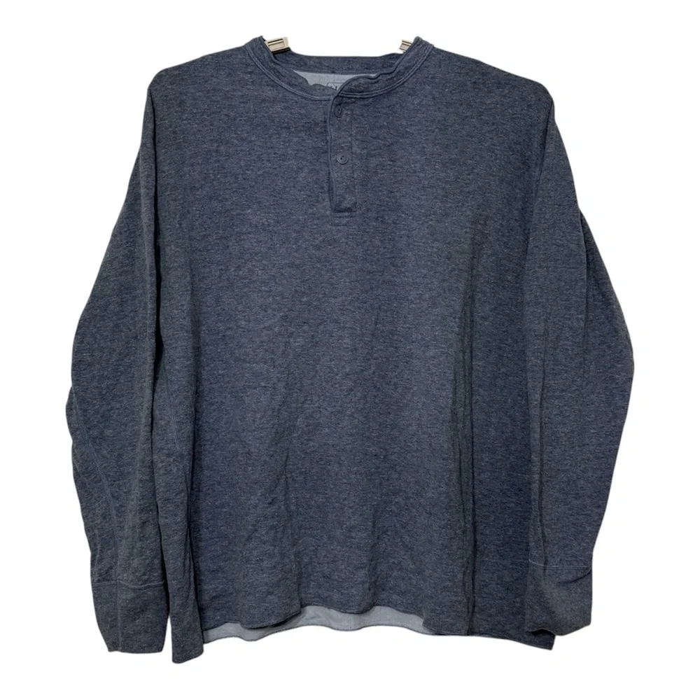 L.L. Bean Men's Two-Layer River Driver's Shirt Wool Blend Henley Base Blue XXL‎